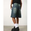 EMMIOL Baggy Jean Shorts Men, y2k Jorts Hip Hop, Comfortable Denim Tears Shorts, High Waisted and Wide Leg, Mens Jeans Loose fit Vintage Hip Hop Streetwear Skateboard Summer
