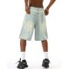 EMMIOL Baggy Jorts Men Jean Shorts Summer, y2k Grunge Denim Shorts Vintage Distressed Loose Fit Streetwear(Light Blue-inked)