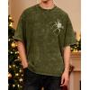 EMMIOL Men’s Spider Graphic Grunge T Shirts Crew Neck Loose Fit Tees Solid Streetwear Cotton Tops Vintage Design(Army Green)