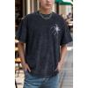 EMMIOL Men’s Spider Graphic Grunge T Shirts Crew Neck Loose Fit Tees Solid Streetwear Cotton Tops Vintage Design(Black)