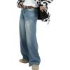 EMMIOL Baggy Jeans Men,y2k Jeans Cargo Design Wide Leg Loose Fit,Mens Denim Pants Vintage Skater Streetwear Relaxed(Blue-023)