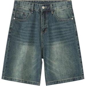 EMMIOL Baggy Jean Shorts Men, y2k Jorts Hip Hop, Comfortable Denim Tears Shorts, High Waisted and Wide Leg, Mens Jeans Loose fit Vintage Hip Hop Streetwear Skateboard Summer