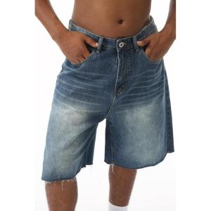 EMMIOL Baggy Jorts Men Jean Shorts Summer, y2k Grunge Denim Shorts Vintage Distressed Loose Fit Streetwear(Blue)