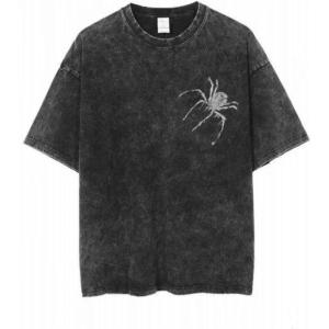 EMMIOL Men’s Spider Graphic Grunge T Shirts Crew Neck Loose Fit Tees Solid Streetwear Cotton Tops Vintage Design(Black)