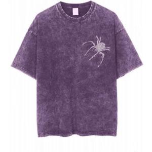 EMMIOL Men’s Spider Graphic Grunge T Shirts Crew Neck Loose Fit Tees Solid Streetwear Cotton Tops Vintage Design(Violet-x)