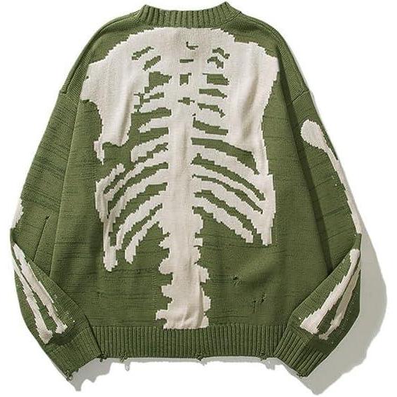 imageEMMIOL Fall Sweaters for Men Pull Over Cozy Sweaters Long Sleeve Crew Neck Skull SweaterGreen