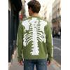 EMMIOL Fall Sweaters for Men Pull Over Cozy Sweaters Long Sleeve Crew Neck Skull Sweater(Green)