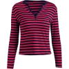 Striped Vintage Long Sleeve Crop Tops Coquette Aesthetic Clothes V Neck Y2K 2000S Shirts for Women(Red)