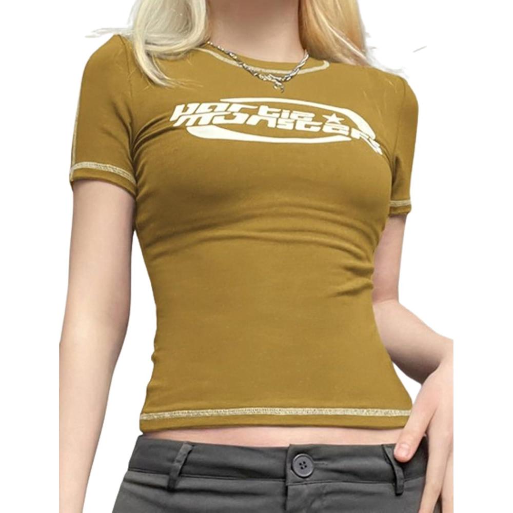 imageEMMIOL Summer Tops Baby Clothing Stitched Short Sleeve Logo Graphic TeeYellow