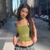 EMMIOL Tube Tops for Women Sexy See Through Y2K Tops Sheer Mesh Stretchy Bandeau Top Going Out Strapless Top(Green)