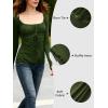 Y2K Mesh Top Women Long Sleeve Shirts Scoop Neck Ruffle Hem Babydoll Blouse(Army Green)