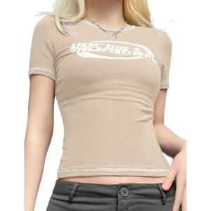 EMMIOL Summer Tops Baby Clothing Stitched Short Sleeve Logo Graphic Tee(Khaki)