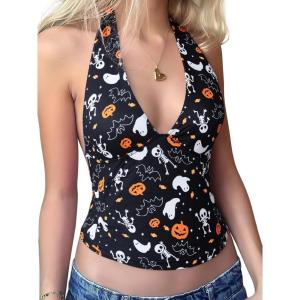 Halter Tops for Women Summer Crop Deep V Neck Blackless Tank Top Going Out Y2k Coquette Clothes