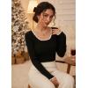 EMMIOL Womens Knit Cute Sweaters Ribbed Fitted Tops Scoop Neck Long Sleeve Shirts Going Out Y2K Outfits(Black)