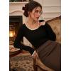EMMIOL Womens Knit Cute Sweaters Ribbed Fitted Tops Scoop Neck Long Sleeve Shirts Going Out Y2K Outfits(Black)