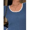EMMIOL Womens Knit Cute Sweaters Ribbed Fitted Tops Scoop Neck Long Sleeve Shirts Going Out Y2K Outfits(Blue)