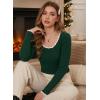 EMMIOL Womens Knit Cute Sweaters Ribbed Fitted Tops Scoop Neck Long Sleeve Shirts Going Out Y2K Outfits(Green)
