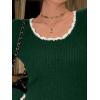 EMMIOL Womens Knit Cute Sweaters Ribbed Fitted Tops Scoop Neck Long Sleeve Shirts Going Out Y2K Outfits(Green)
