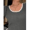 EMMIOL Womens Knit Cute Sweaters Ribbed Fitted Tops Scoop Neck Long Sleeve Shirts Going Out Y2K Outfits(Grey)