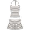 EMMIOL Womens 2 Piece Striped Outfits 2025 Summer Sexy Halter Tops Skorts Sets Beach Vacation Clothes(Apricot)