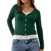 Womens Lace Long Sleeve Top Paneled Henley Shirts Y2k 2000s Fitted Going Out Tops Blouse(Green)