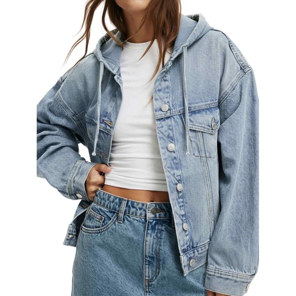 imageEMMIOL Barn Jean Jacket for Women Zipper Fall 2025 Clean Fit Long Sleeve Denim JacketsZ3blue