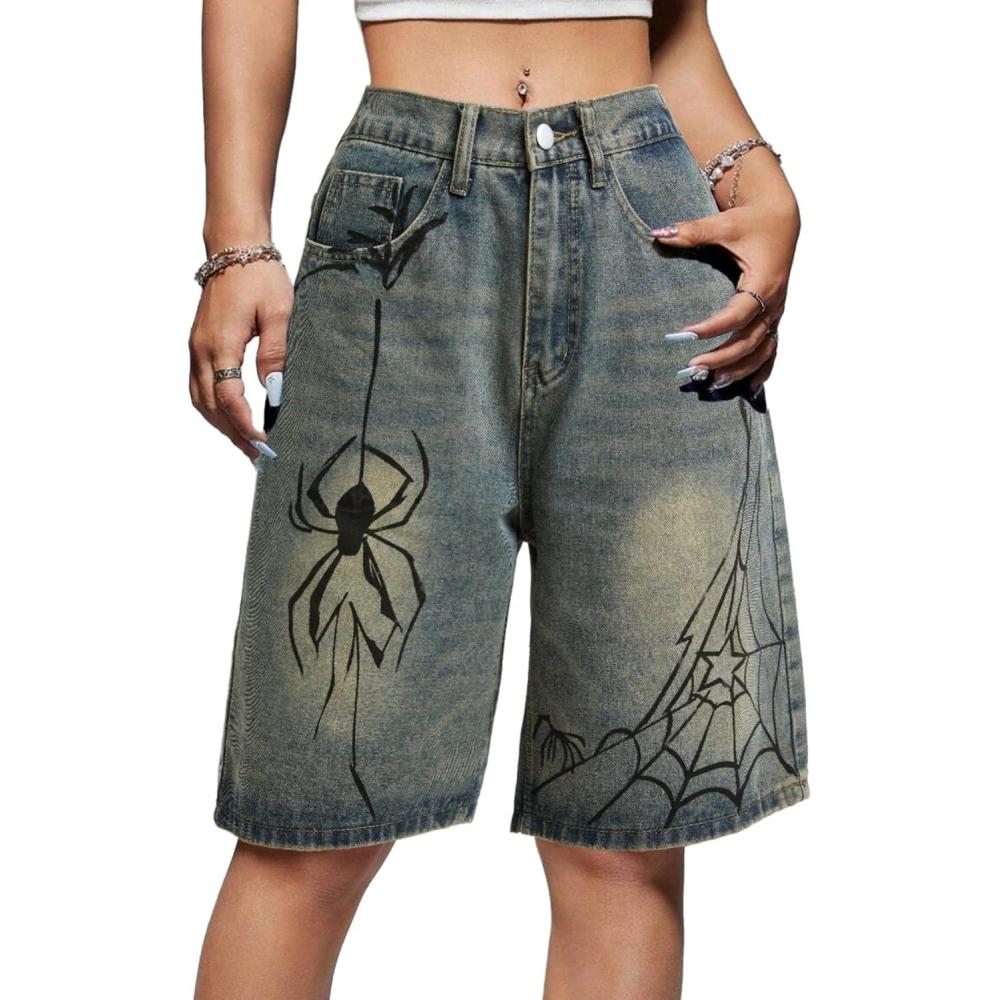 imageEMMIOL Women Jorts Baggy Jeans Shorts MidLow Waisted Denim Y2K HipHop Shorts Summer Hot Short Pants StreetwearBlue178