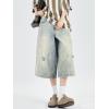 EMMIOL Womens Jorts Jean Baggy Shorts Casual 2025 Summer Trendy Wide Leg Long Denim Shorts Y2K Streetwear(5 Ripped Blue)