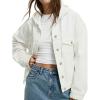 EMMIOL Barn Jean Jacket for Women Zipper Fall 2025 Clean Fit Long Sleeve Denim Jackets(Z3-white)
