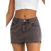 EMMIOL Denim Skirt Women Jean Stretch Casual Mini Skirts 2025 Summer Low Waist Short Dress(Dark Grey)