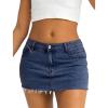 EMMIOL Denim Skirt Women Jean Stretch Casual Mini Skirts 2025 Summer Low Waist Short Dress(Denim Blue)