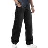 EMMIOL Men’s Baggy Wide Leg Jeans,Y2k Hip Hop Skater Denim Cargo Pants Casual Loose Fit,Relaxed Long Trousers(Black)