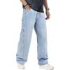 EMMIOL Men’s Baggy Wide Leg Jeans,Y2k Hip Hop Skater Denim Cargo Pants Casual Loose Fit,Relaxed Long Trousers(Light Blue)