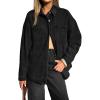 EMMIOL Women Denim Shirts Oversized Long Sleeve Button Down Blouse Distresse Jean Jacket Fall Outfits 2025(A2 Black)
