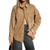 EMMIOL Women Denim Shirts Oversized Long Sleeve Button Down Blouse Distresse Jean Jacket Fall Outfits 2025(C1 Brown)