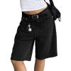 EMMIOL Women Jorts Baggy Jeans Jorts Outfits Mid-Low Waisted Denim Y2K Shorts Summer Hot Short Pants Streetwear(Black)