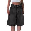 EMMIOL Women Jorts Baggy Jeans Jorts Outfits Mid-Low Waisted Denim Y2K Shorts Summer Hot Short Pants Streetwear(Black Ash-144)