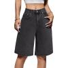 EMMIOL Women Jorts Baggy Jeans Jorts Outfits Mid-Low Waisted Denim Y2K Shorts Summer Hot Short Pants Streetwear(Black-036-stretchy)