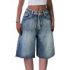 EMMIOL Women Jorts Baggy Jeans Jorts Outfits Mid-Low Waisted Denim Y2K Shorts Summer Hot Short Pants Streetwear(Blue-144)