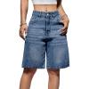 EMMIOL Women Jorts Baggy Jeans Jorts Outfits Mid-Low Waisted Denim Y2K Shorts Summer Hot Short Pants Streetwear(Blue-2)