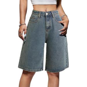 EMMIOL Women Jorts Baggy Jeans Jorts Outfits Mid-Low Waisted Denim Y2K Shorts Summer Hot Short Pants Streetwear(Lake Blue)