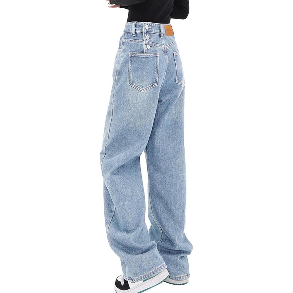 imageEMMIOL Women Baggy Jeans MidLow Waist Boyfriend Streetwear Vintage Jeans Wide Leg Denim PantsSky Blue076