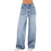 EMMIOL Women Baggy Jeans Mid-Low Waist Boyfriend Streetwear Vintage Jeans Wide Leg Denim Pants(Light Blue-012)