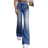 EMMIOL Women’s Classic Straight Leg Jeans Stretchy High Waisted Flare Bell Bottom Jeans Basic Bootcut Denim Pants Trendy Fall(A-dark Blue)
