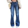 EMMIOL Women’s Classic Straight Leg Jeans Stretchy High Waisted Flare Bell Bottom Jeans Basic Bootcut Denim Pants Trendy Fall(B-dark Blue)