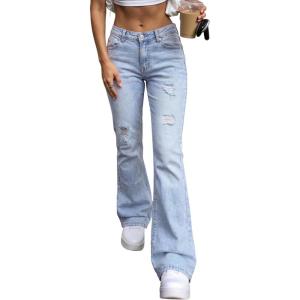 EMMIOL Women’s Classic Straight Leg Jeans Stretchy High Waisted Flare Bell Bottom Jeans Basic Bootcut Denim Pants Trendy Fall(Mid Rise Sky Blue)