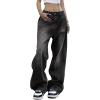 EMMIOL Women Wide Leg Jeans Mid-Low Waist Baggy Jeans Loose Boyfriends Jeans Y2K 90s Denim Pants(Black)