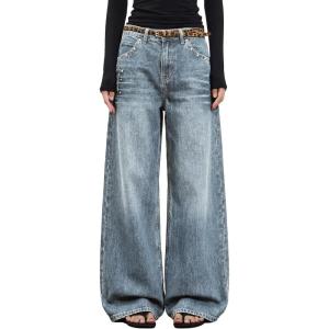 EMMIOL Womens Rivet Beading Rhinestone Wide Leg Jeans Low Rise Baggy Jeans Straight Denim Pants Trendy Fall(Bb002-sky Blue)