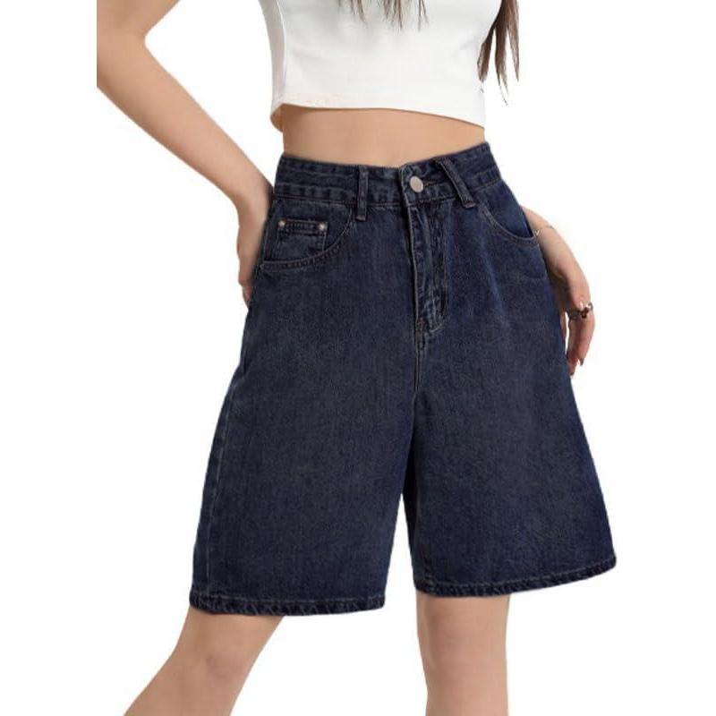 imageEMMIOL Denim Shorts Embroidered Jorts Baggy Wide Leg Summer Casual Jean Shorts Y2K HipHop 2025 Fashion StreetwearDeep Blue1