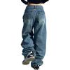 EMMIOL Baggy Jeans for Women, Wide Leg Jeans Plus Size Boyfriends Denim Pants, Y2K Vintage Style(A-blue-009)